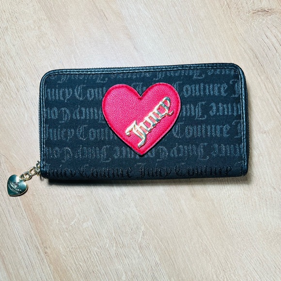 Juicy Couture Handbags - Juicy Couture Black Wallet with Red Heart Accent